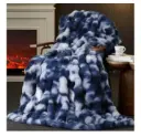 Amélie Home | 60x80 Inches | Tie-Dye Blue Faux Fur Throw Blanket