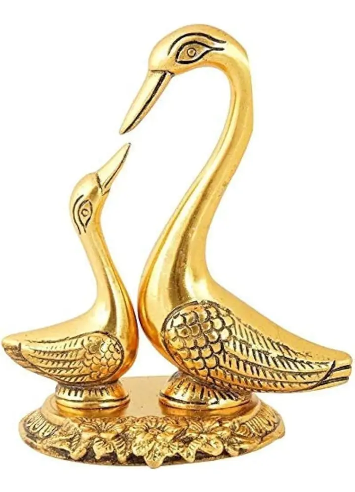 CraftVatika | Love Birds Golden Decorative Showpiece