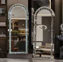 Glamour Mirror | Alvy Standing Floor Arch Crystal LED Mirror 