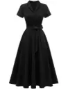 Wedtrend | Vintage Short Sleeve Tea Dress for Casual | Black