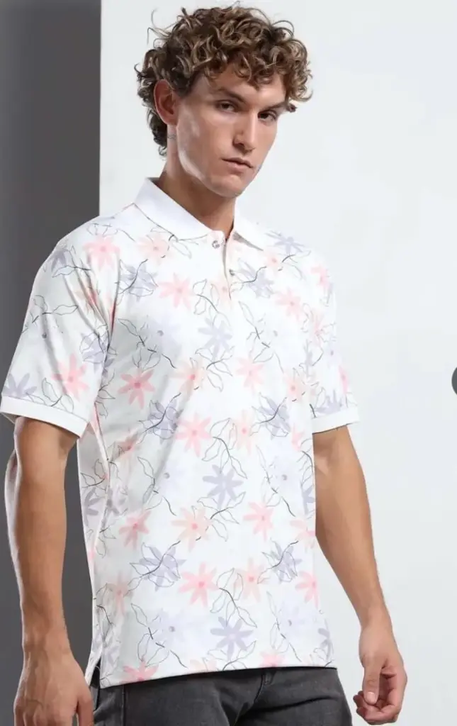 Floral Fusion Polo T-Shirt