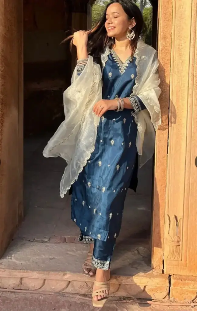 Blue & White Ethnic Suit