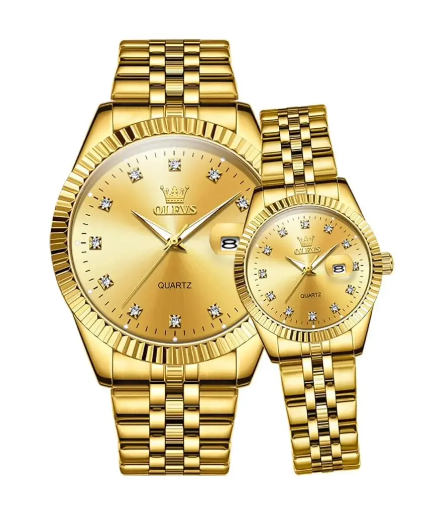 Daimond - Accent Luxe | Couple Golden Watch 