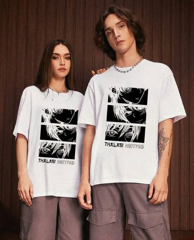 Blue Twinkle | Oversized White anime Couple T-Shirt 
