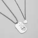 Blue twinkle | Stainless steel couple matching promise pendent