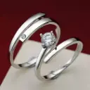 Silver Solitaire | Couple Rings 