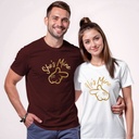 bluetwinkle | Couple Matching graphic design brown white T-shirt