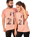 Couple Trend Regular Round Neck Matching half sleeves peach colour T-shirt for couples