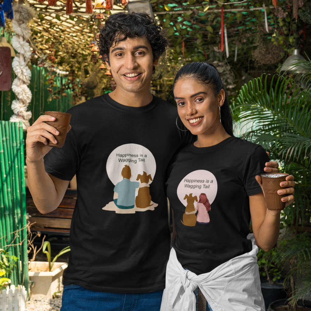 Blue twinkle | Dog Lover Matching Couple T-Shirts black | set of 2