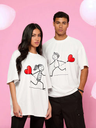 Blue twinkle | Oversized White Couple T-Shirts | Set of 2