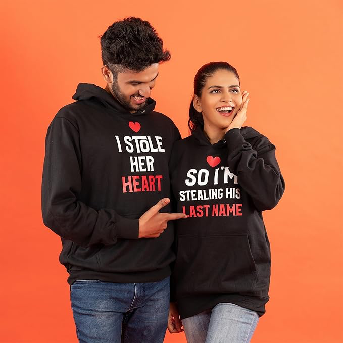 Bluetwinkle | Heart Stealer Couple Black Hoodies | set of 2
