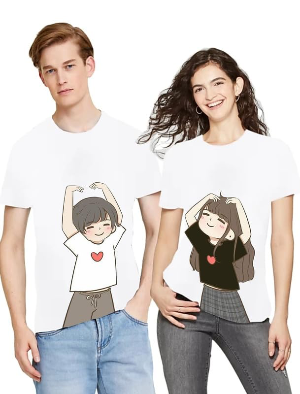 Bluetwinkle | Cute Anime Heart-Hands Couple T-Shirts | set of 2