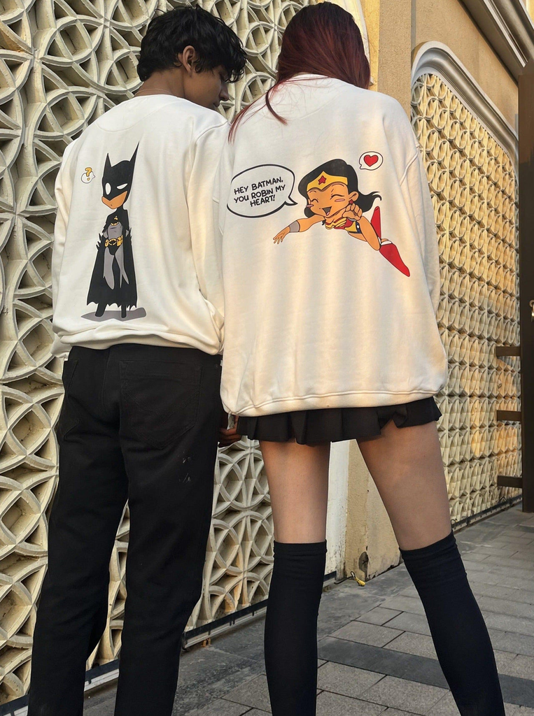 Bluetwinkle | Batman & Wonder Woman DC Comics Matching Couple Sweatshirts | set of 2
