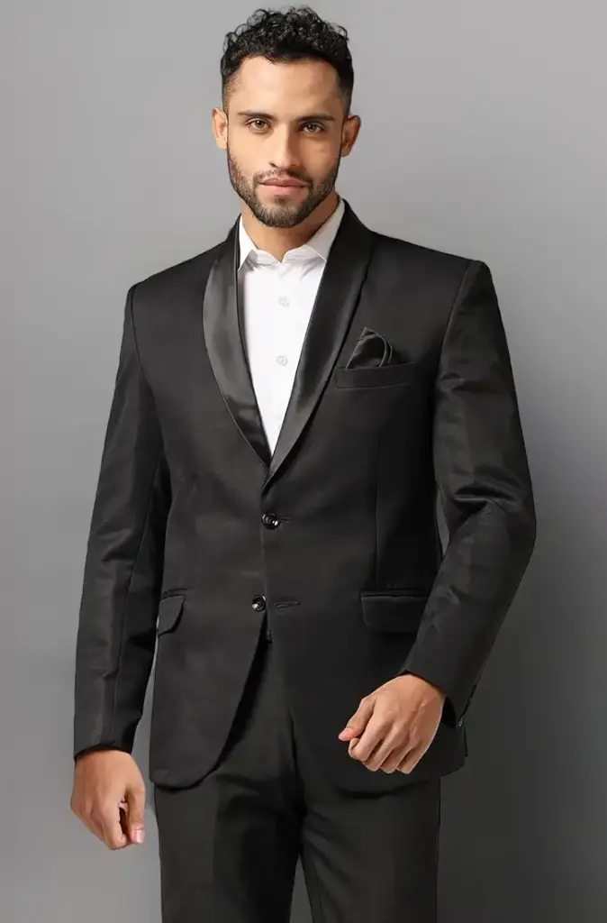 TAHVO | Elegant Black Tuxedo Blazer with Satin Lapel