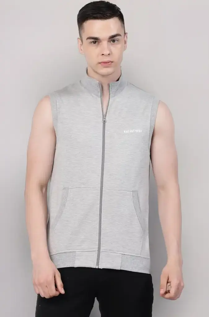 Kaltest | Men's Light Grey Sleeveless Zipper Jacket