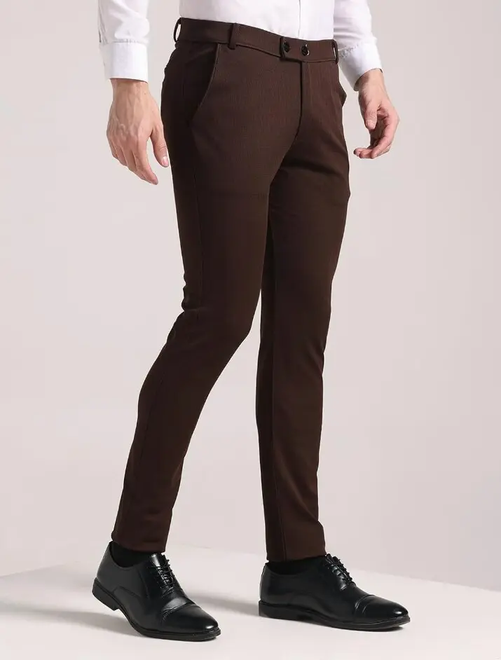 Solidplay | Regular Fit Men's Brown Cotton blend Trouser