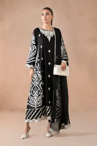 Maria B | Black Pearl | 3-Piece Embroidered Self Jacquard Suit 