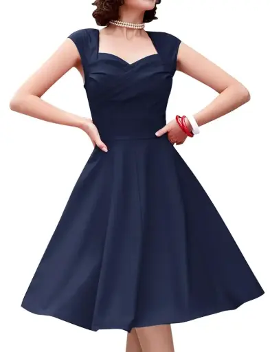 MUXXN | Navy Blue | Cap Shoulder Vintage Wedding Dress