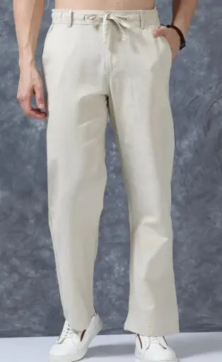 Cream Drawstring Trousers