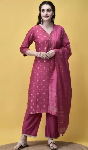 Dainty Pink Bandhani Suit