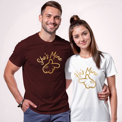 bluetwinkle | Couple Matching graphic design brown white T-shirt